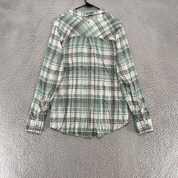 Kuhl Popover Shirt Womens Large Green Plaid Roll Tab Sleeve Tencel Lightweight - Picture 9 of 13